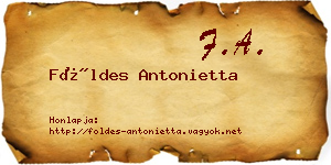 Földes Antonietta névjegykártya